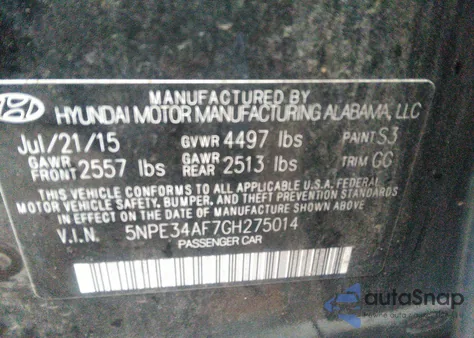 2016 Hyundai Sonata Limited from USA, damaged, VIN 5NPE34AF7GH275014